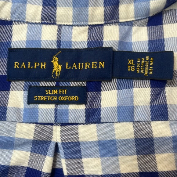 Ralph Lauren Slim Fit Blue & White Checkered Shirt with Brown Pony - Picture 3 of 9